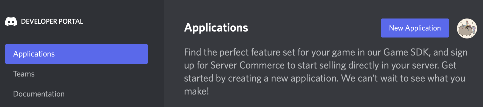 Discord Developer Portal page