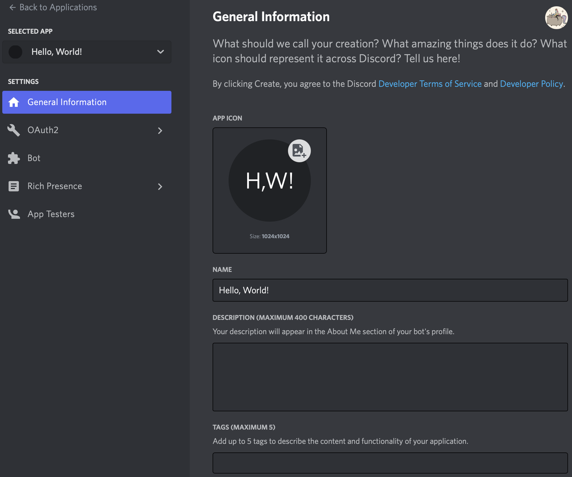 Discord App General Information Page